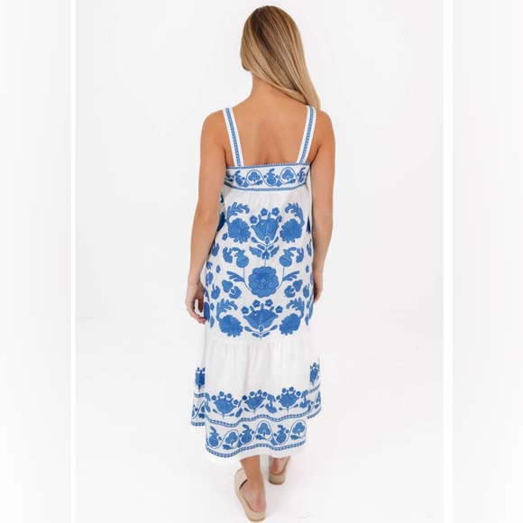J.MARIE the landon midi dress in blue & white - Picture 3 of 10